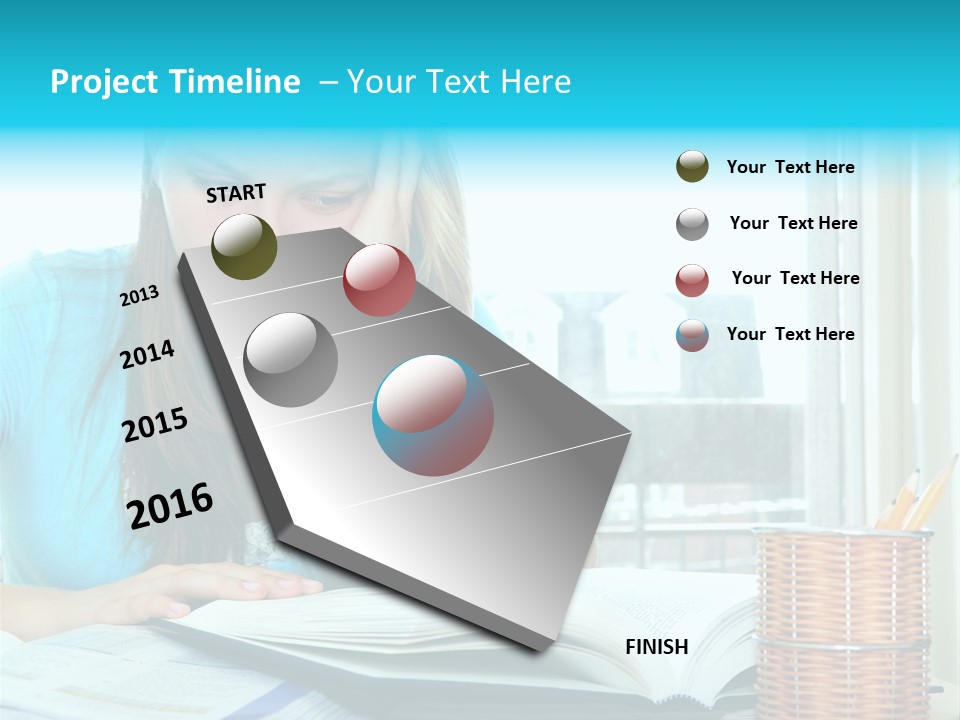 Teenage Girl Studying With Textbooks Looking Unhappy PowerPoint Template