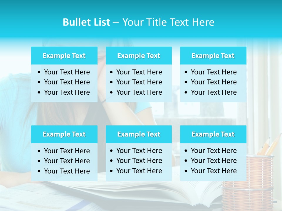 Teenage Girl Studying With Textbooks Looking Unhappy PowerPoint Template