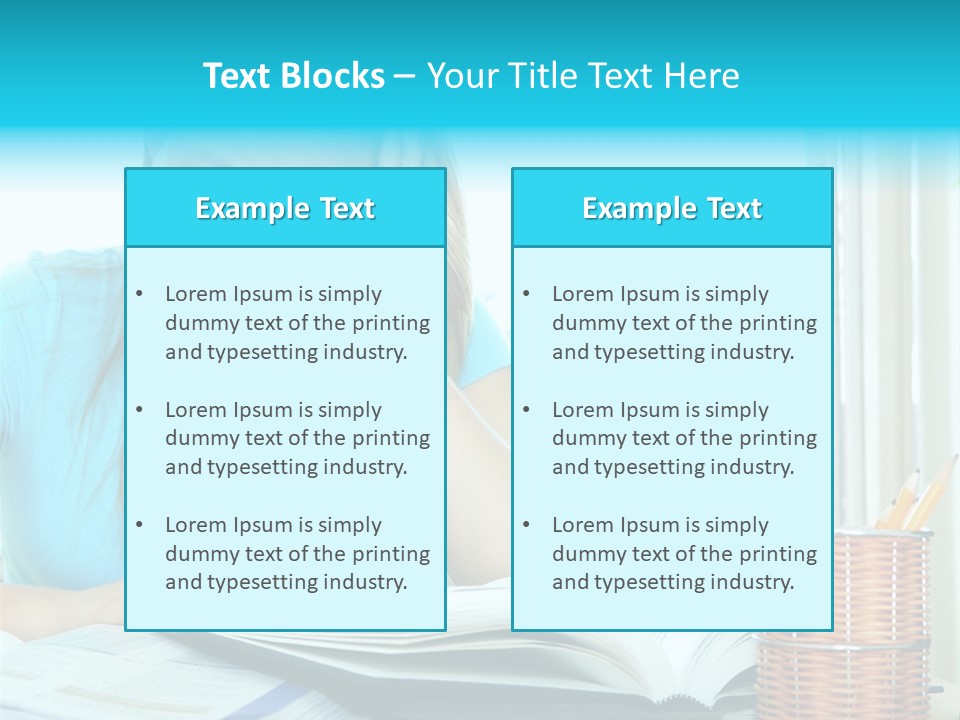 Teenage Girl Studying With Textbooks Looking Unhappy PowerPoint Template