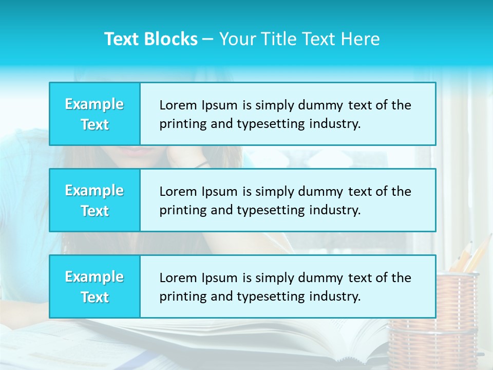 Teenage Girl Studying With Textbooks Looking Unhappy PowerPoint Template