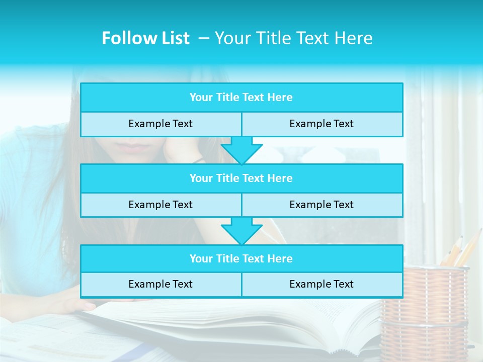 Teenage Girl Studying With Textbooks Looking Unhappy PowerPoint Template