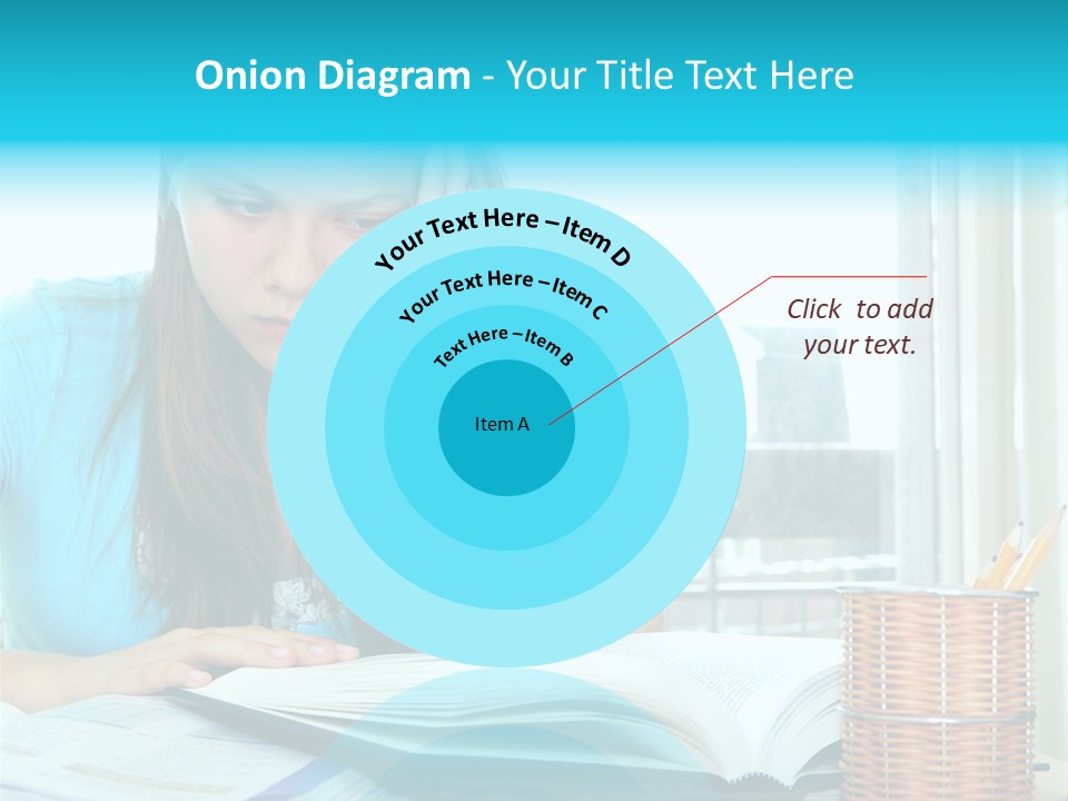 Teenage Girl Studying With Textbooks Looking Unhappy PowerPoint Template
