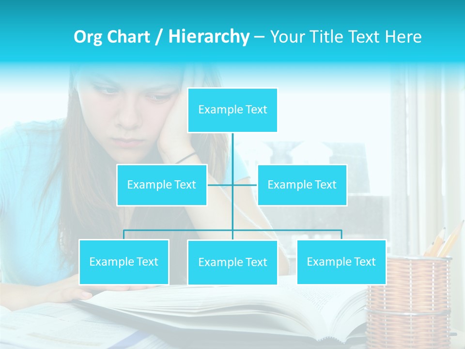 Teenage Girl Studying With Textbooks Looking Unhappy PowerPoint Template