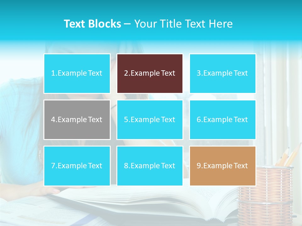 Teenage Girl Studying With Textbooks Looking Unhappy PowerPoint Template