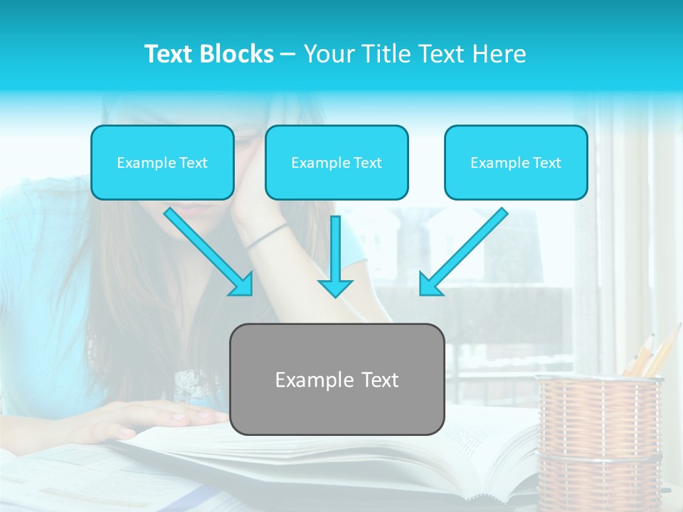 Teenage Girl Studying With Textbooks Looking Unhappy PowerPoint Template