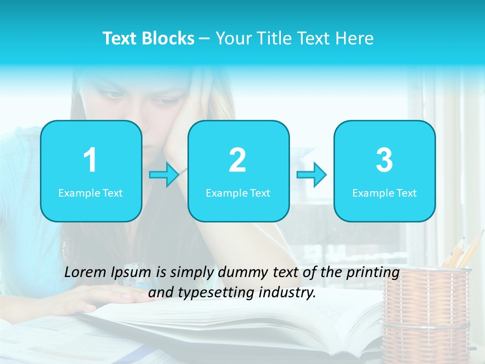 Teenage Girl Studying With Textbooks Looking Unhappy PowerPoint Template