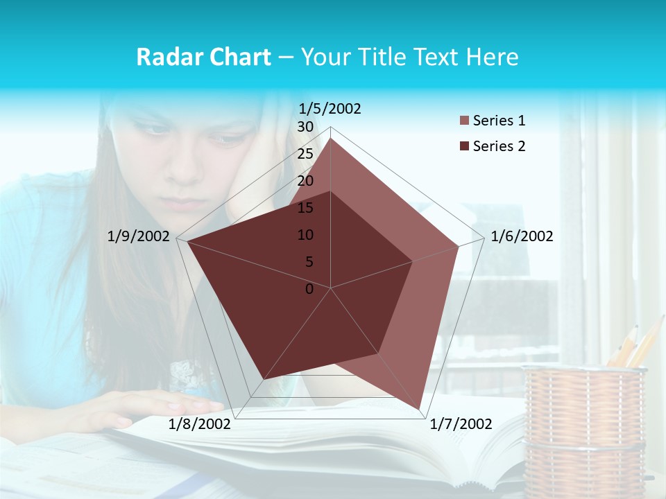 Teenage Girl Studying With Textbooks Looking Unhappy PowerPoint Template