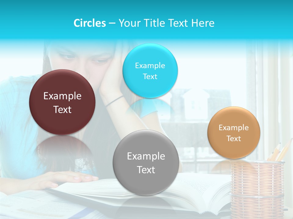 Teenage Girl Studying With Textbooks Looking Unhappy PowerPoint Template