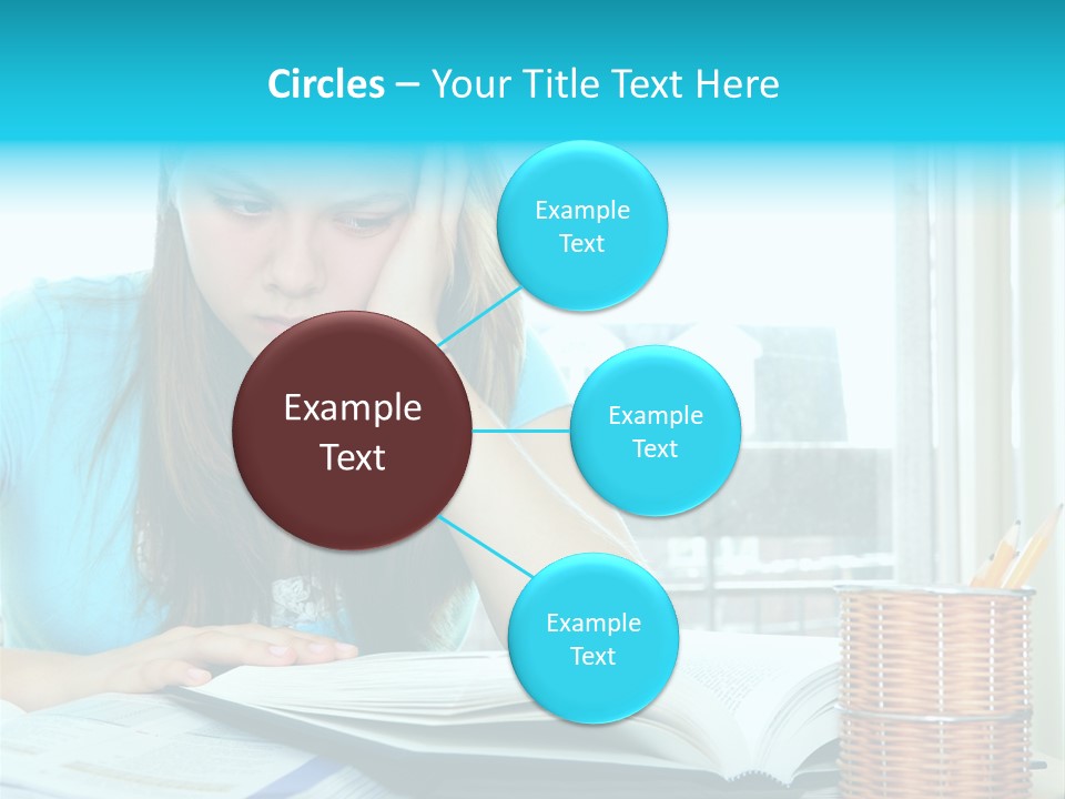 Teenage Girl Studying With Textbooks Looking Unhappy PowerPoint Template