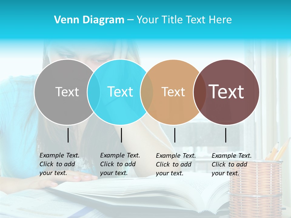 Teenage Girl Studying With Textbooks Looking Unhappy PowerPoint Template