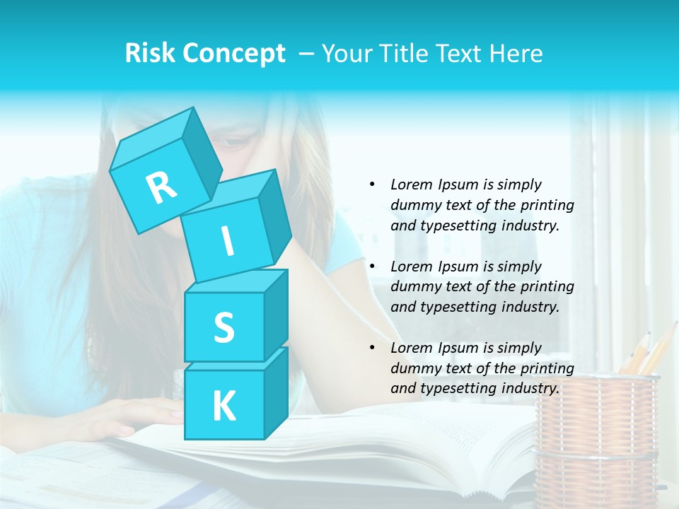 Teenage Girl Studying With Textbooks Looking Unhappy PowerPoint Template