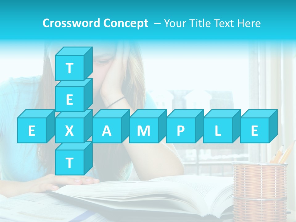 Teenage Girl Studying With Textbooks Looking Unhappy PowerPoint Template