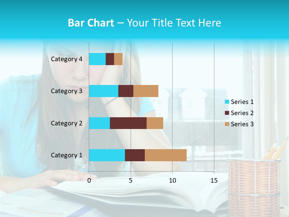 Teenage Girl Studying With Textbooks Looking Unhappy PowerPoint Template