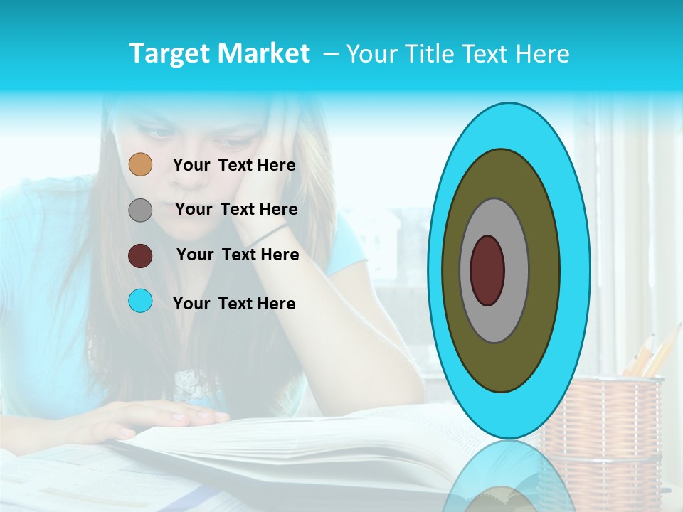 Teenage Girl Studying With Textbooks Looking Unhappy PowerPoint Template