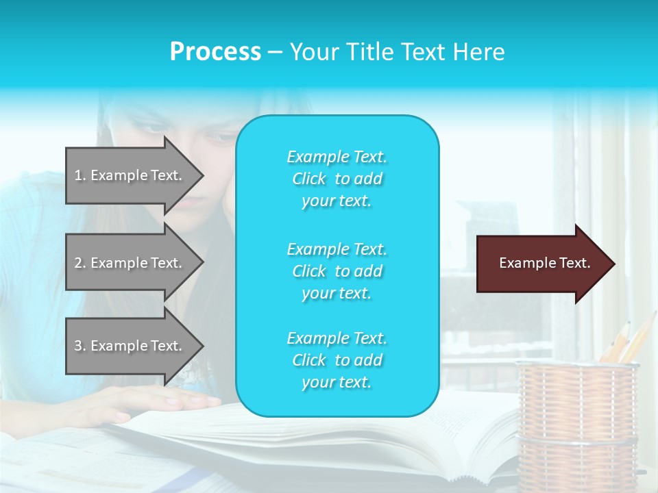 Teenage Girl Studying With Textbooks Looking Unhappy PowerPoint Template