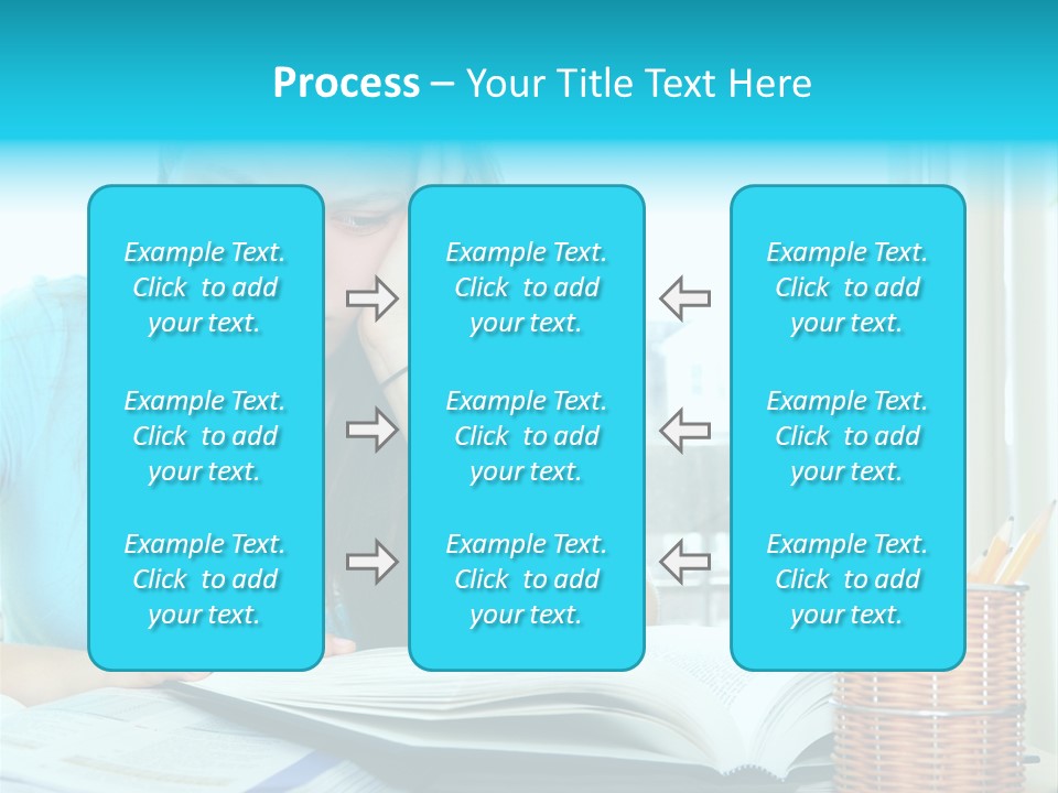 Teenage Girl Studying With Textbooks Looking Unhappy PowerPoint Template