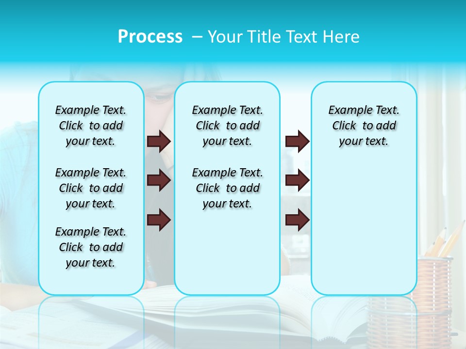 Teenage Girl Studying With Textbooks Looking Unhappy PowerPoint Template