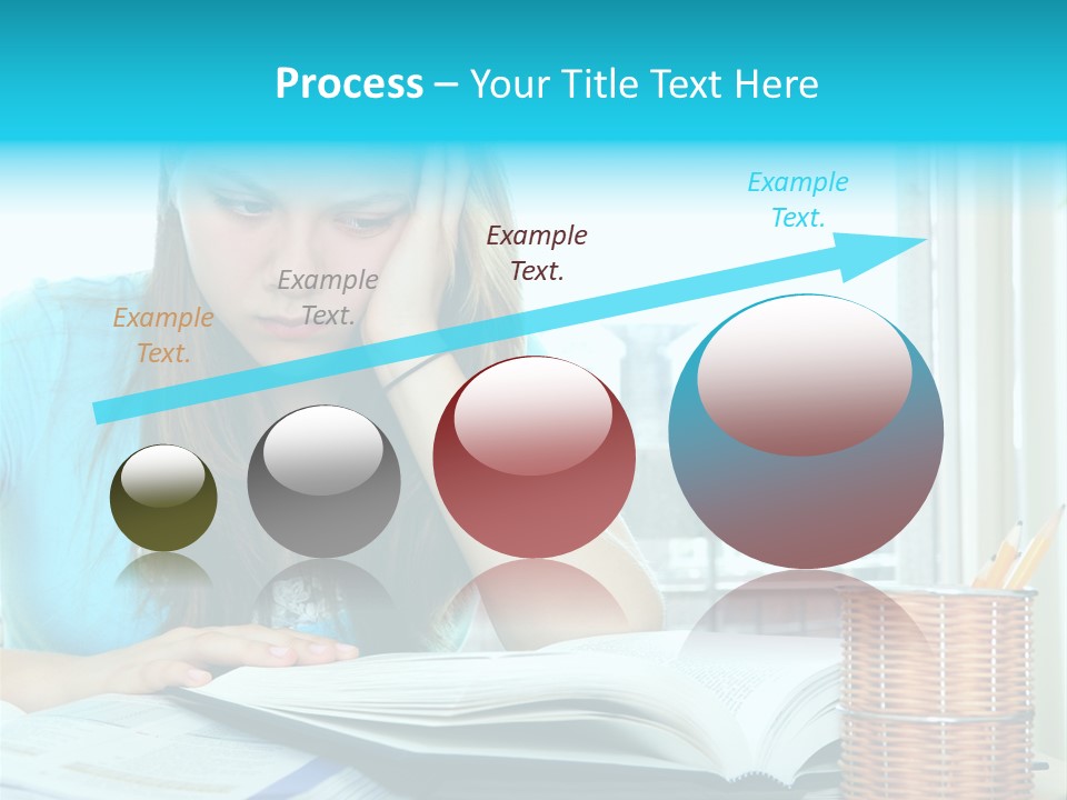 Teenage Girl Studying With Textbooks Looking Unhappy PowerPoint Template