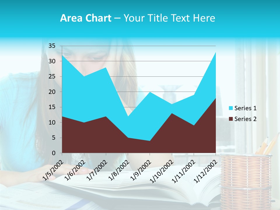 Teenage Girl Studying With Textbooks Looking Unhappy PowerPoint Template