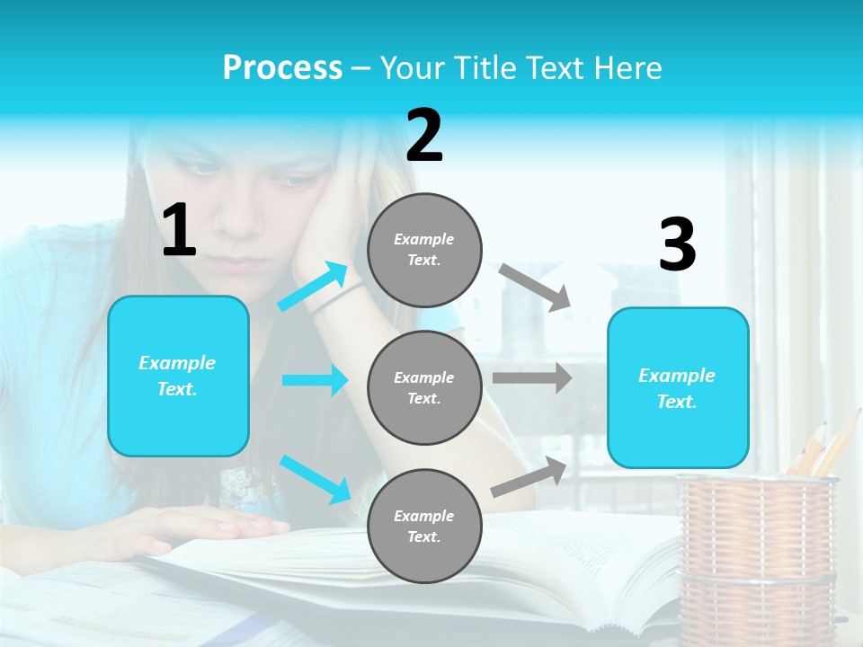 Teenage Girl Studying With Textbooks Looking Unhappy PowerPoint Template