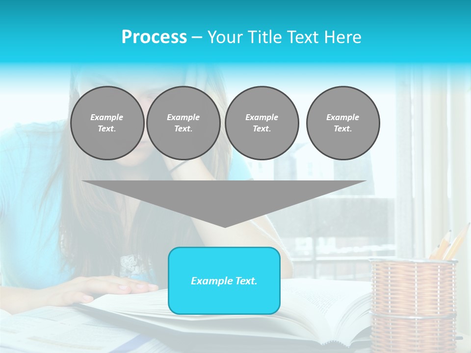 Teenage Girl Studying With Textbooks Looking Unhappy PowerPoint Template