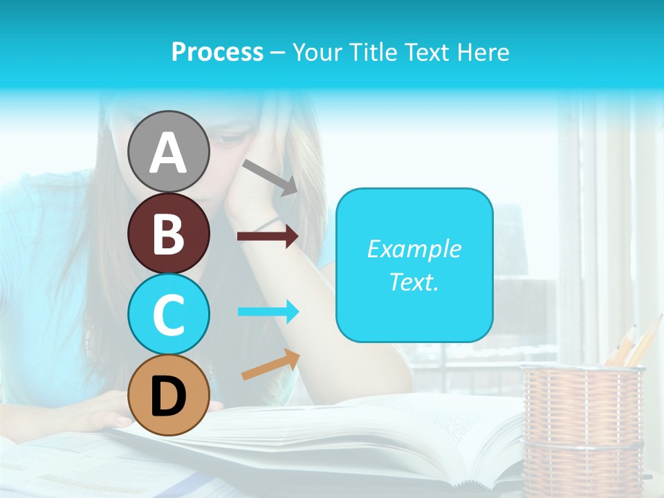 Teenage Girl Studying With Textbooks Looking Unhappy PowerPoint Template