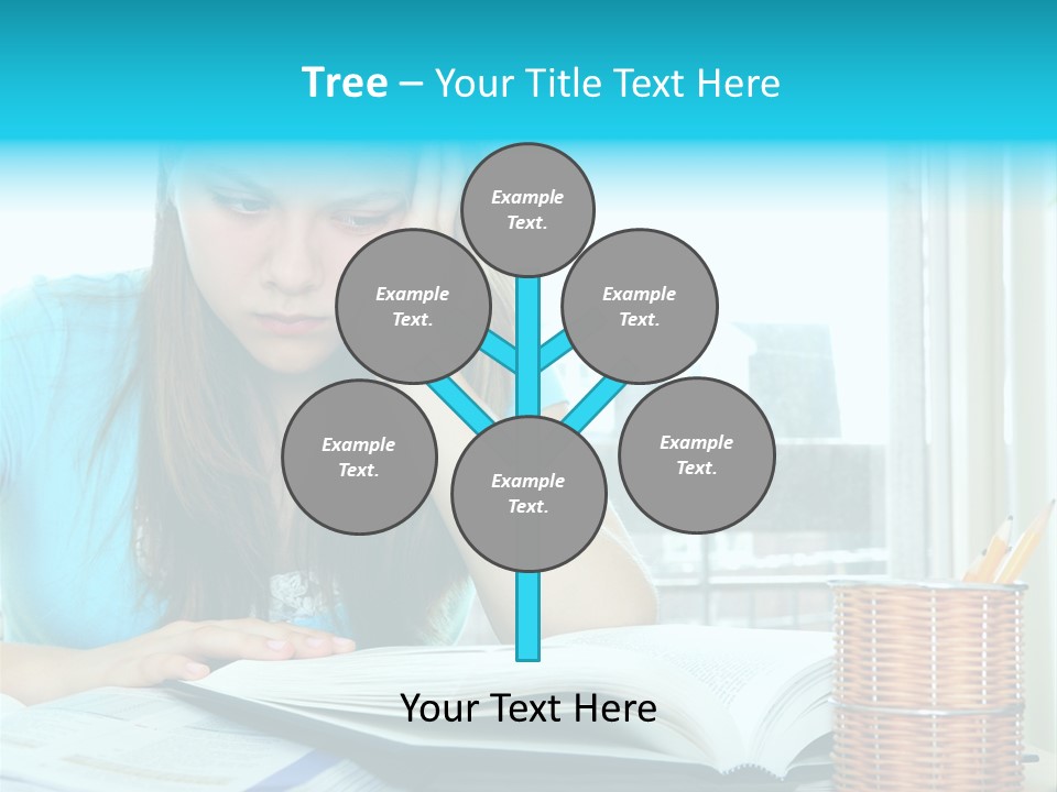 Teenage Girl Studying With Textbooks Looking Unhappy PowerPoint Template