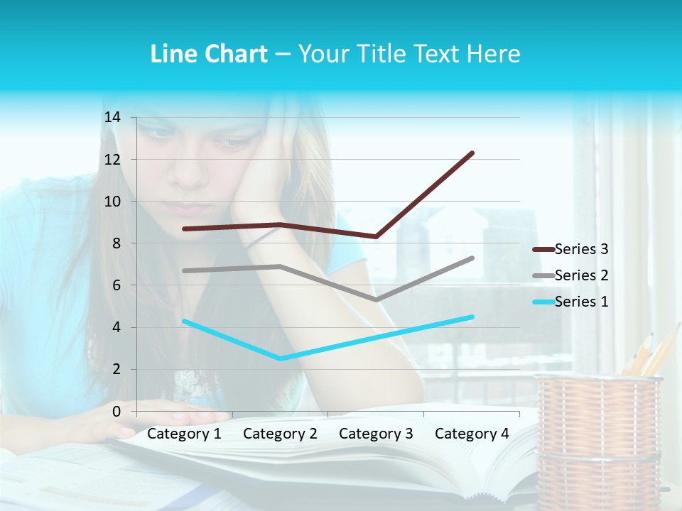 Teenage Girl Studying With Textbooks Looking Unhappy PowerPoint Template