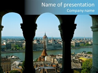 Budapest Panorama - Hungarian Capital Viewed Trough Arches PowerPoint Template