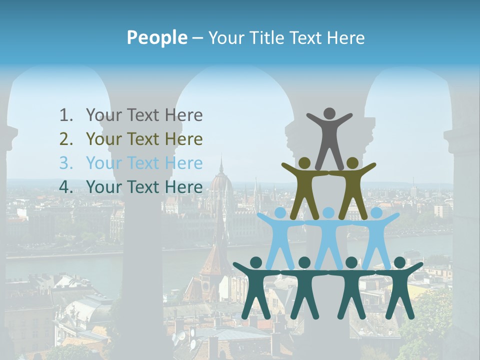 Budapest Panorama - Hungarian Capital Viewed Trough Arches PowerPoint Template