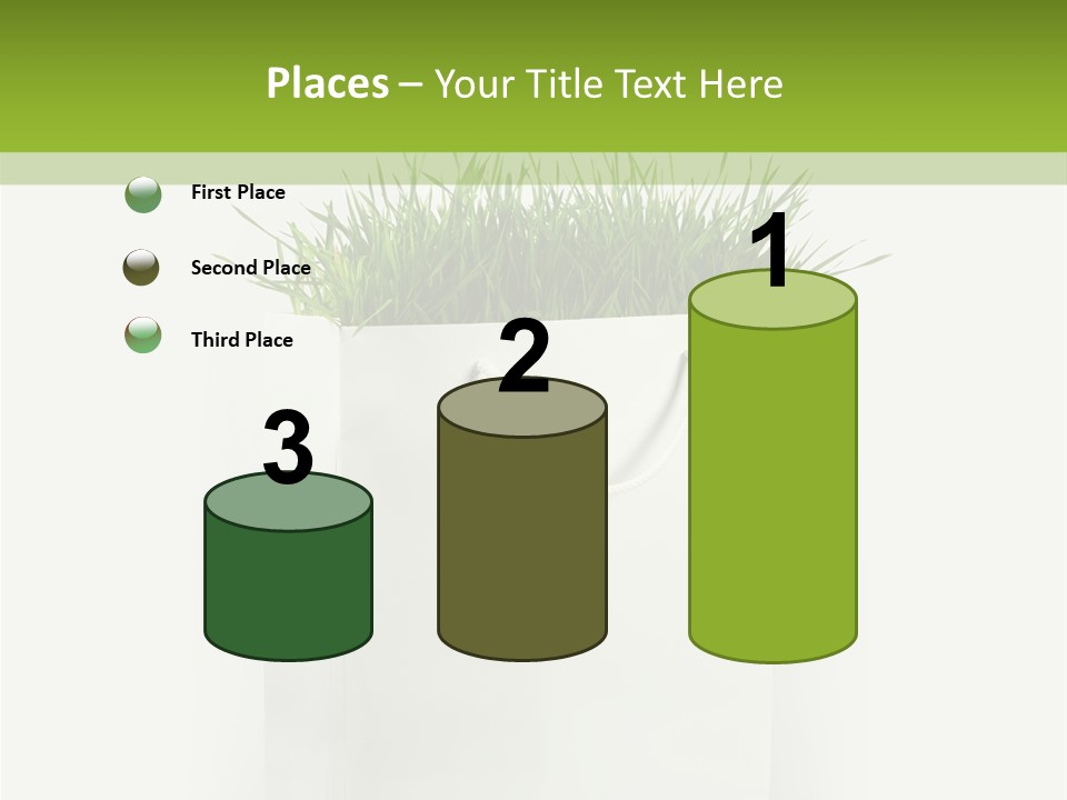 Environment Concept - Green Grass In White Paper Bag PowerPoint Template