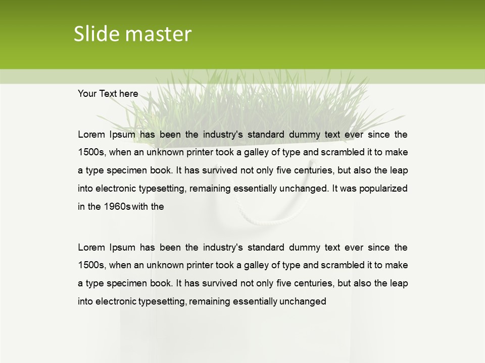 Environment Concept - Green Grass In White Paper Bag PowerPoint Template