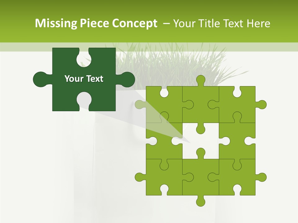 Environment Concept - Green Grass In White Paper Bag PowerPoint Template