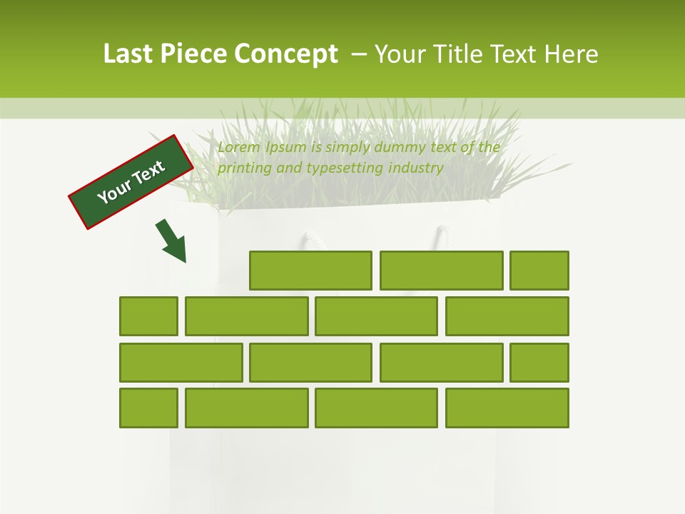 Environment Concept - Green Grass In White Paper Bag PowerPoint Template
