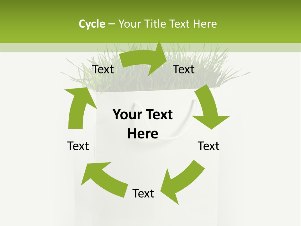 Environment Concept - Green Grass In White Paper Bag PowerPoint Template