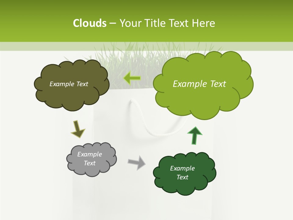 Environment Concept - Green Grass In White Paper Bag PowerPoint Template