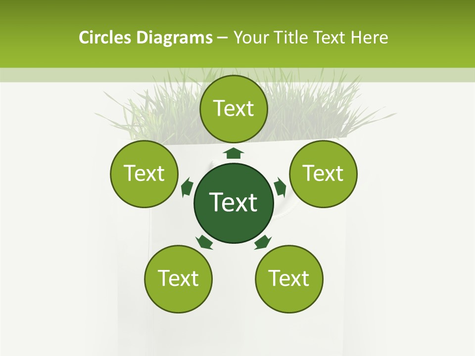 Environment Concept - Green Grass In White Paper Bag PowerPoint Template