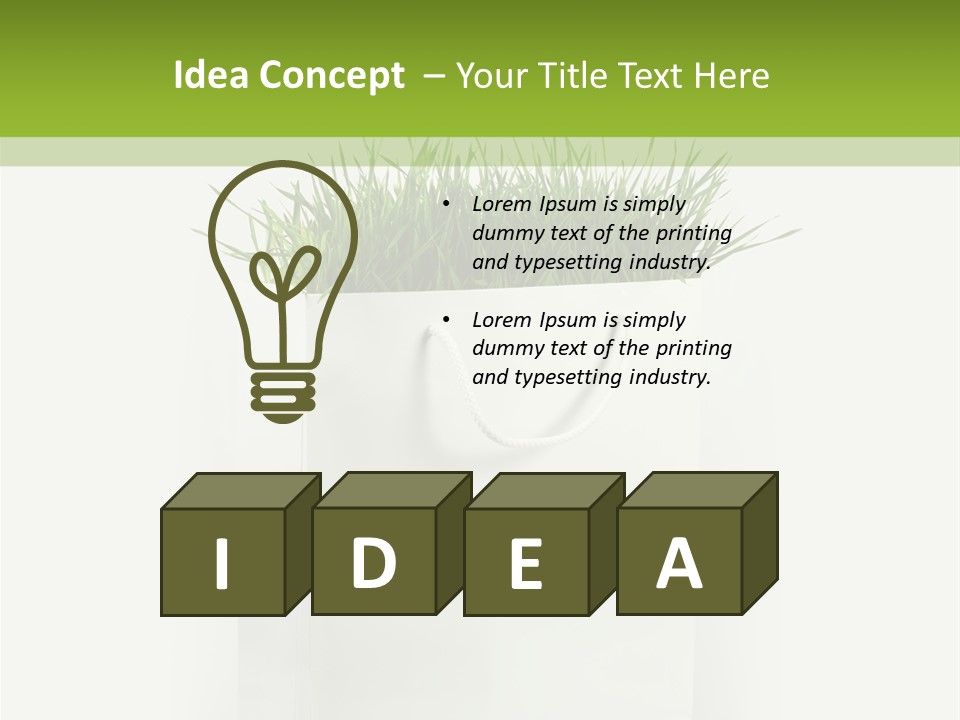 Environment Concept - Green Grass In White Paper Bag PowerPoint Template