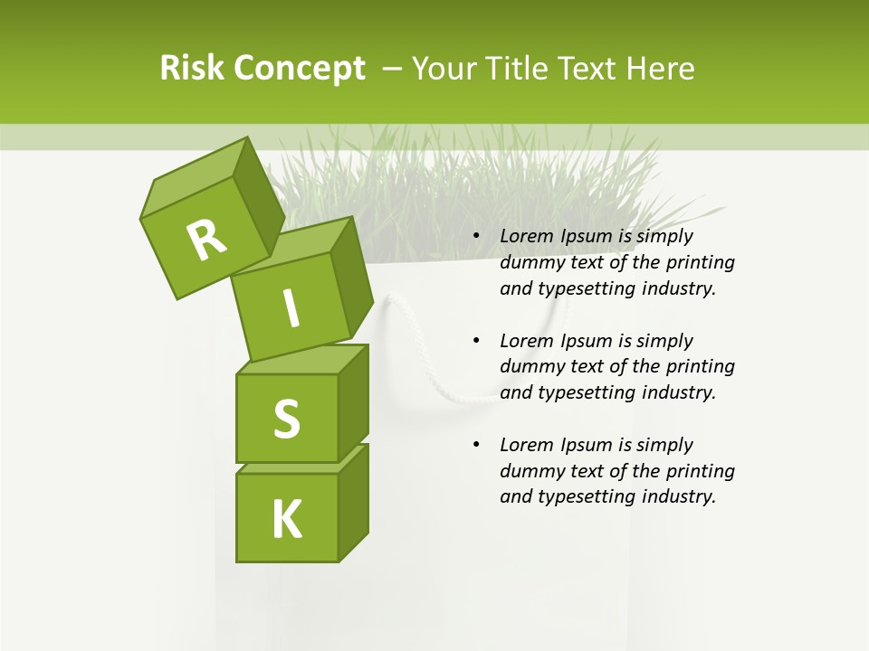 Environment Concept - Green Grass In White Paper Bag PowerPoint Template