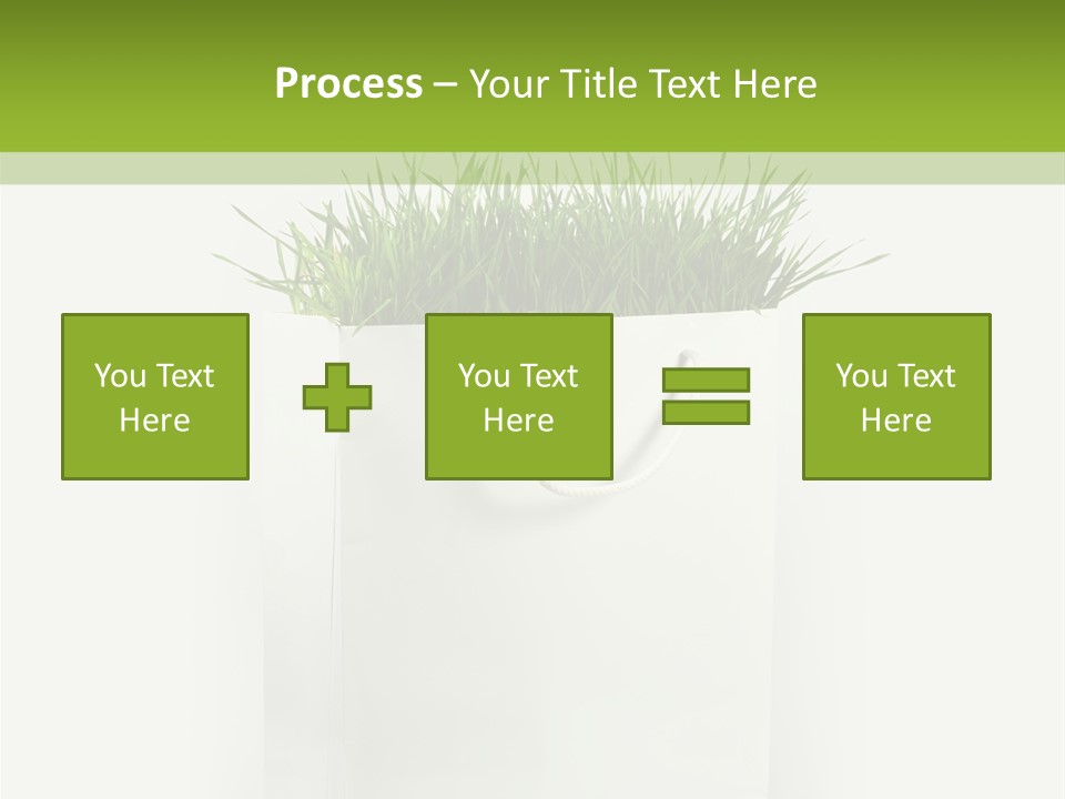Environment Concept - Green Grass In White Paper Bag PowerPoint Template