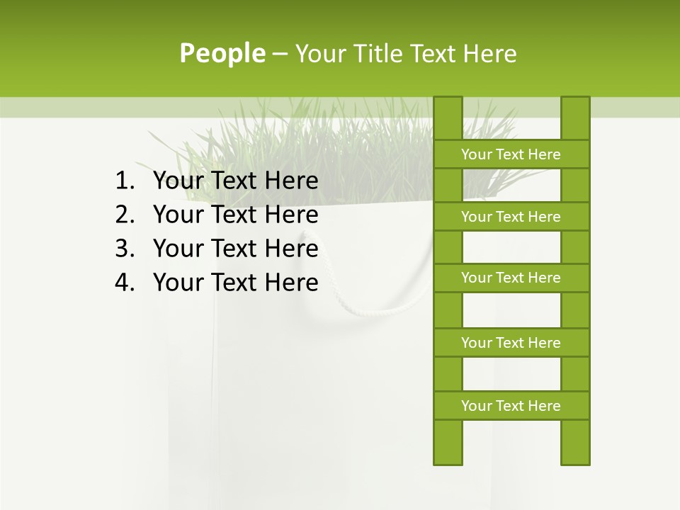 Environment Concept - Green Grass In White Paper Bag PowerPoint Template