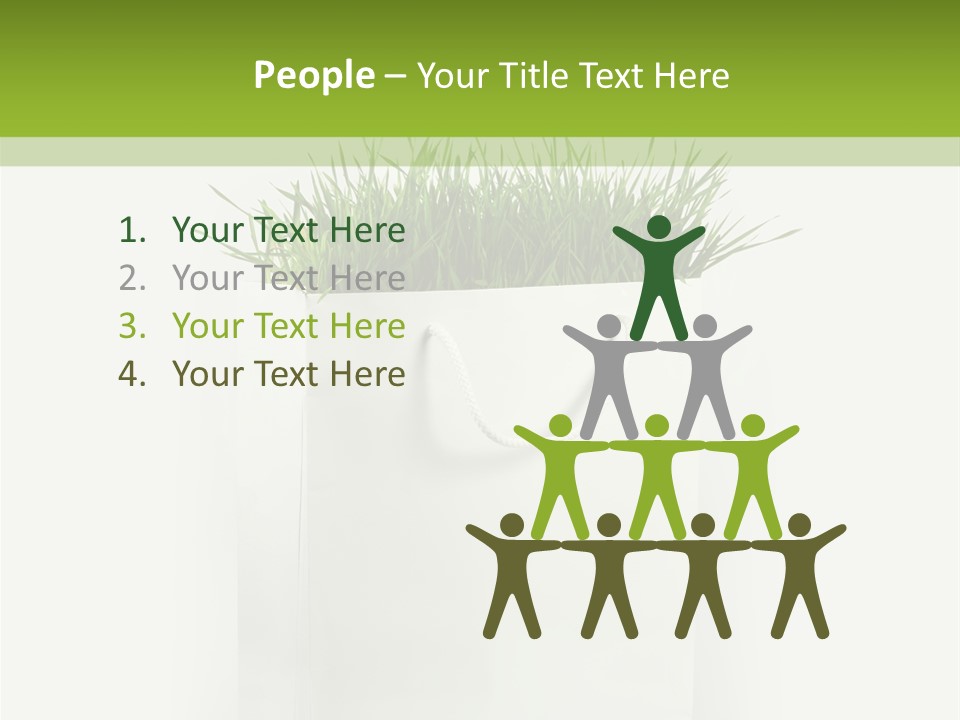 Environment Concept - Green Grass In White Paper Bag PowerPoint Template