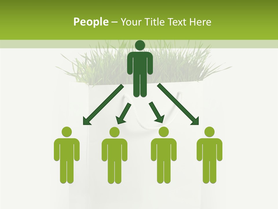 Environment Concept - Green Grass In White Paper Bag PowerPoint Template