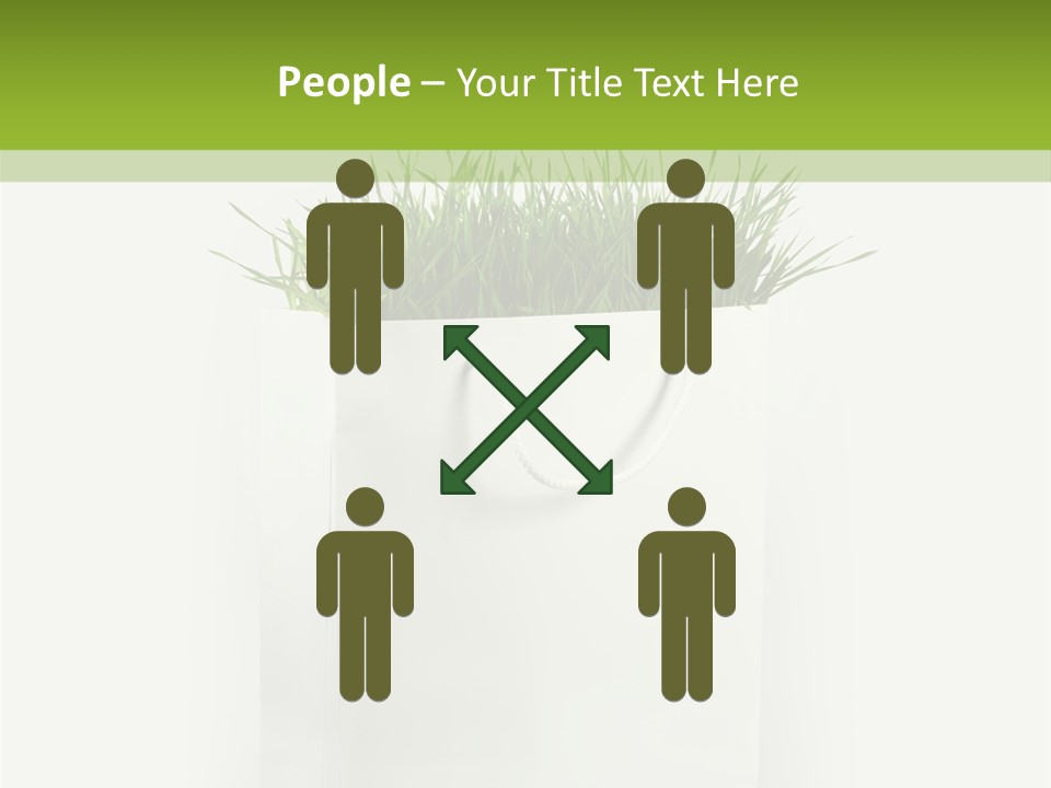 Environment Concept - Green Grass In White Paper Bag PowerPoint Template