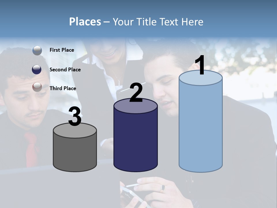 A Group Of Business People Looking At A Computer Screen PowerPoint Template