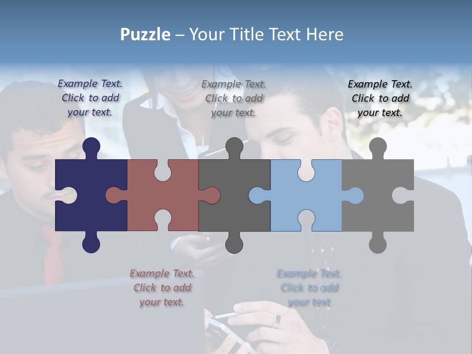 A Group Of Business People Looking At A Computer Screen PowerPoint Template