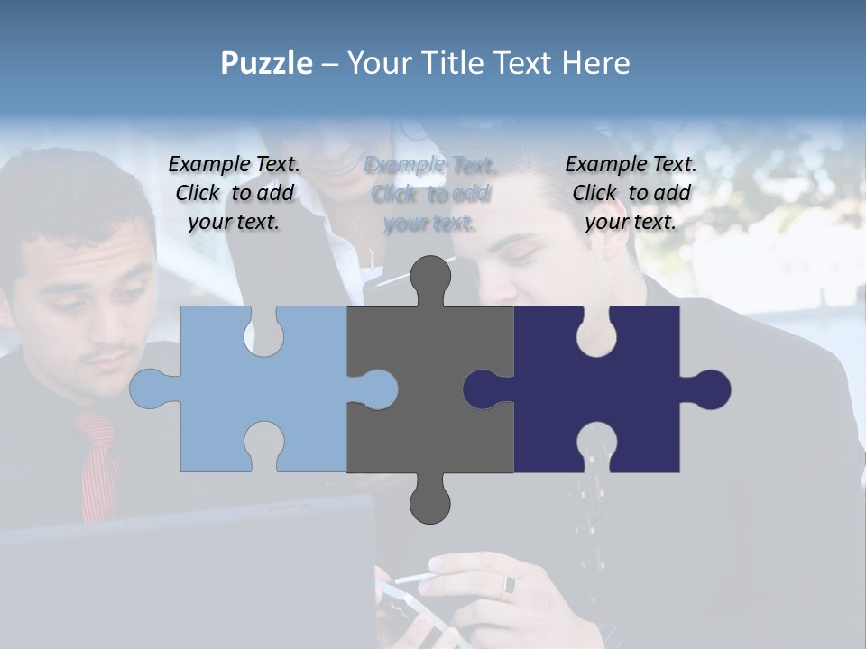 A Group Of Business People Looking At A Computer Screen PowerPoint Template