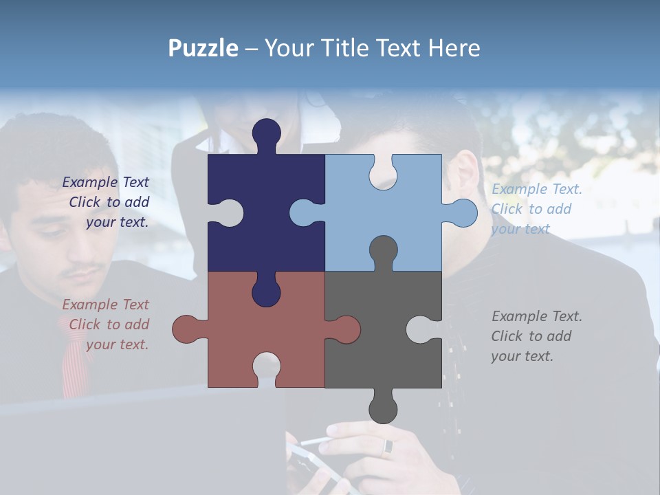 A Group Of Business People Looking At A Computer Screen PowerPoint Template
