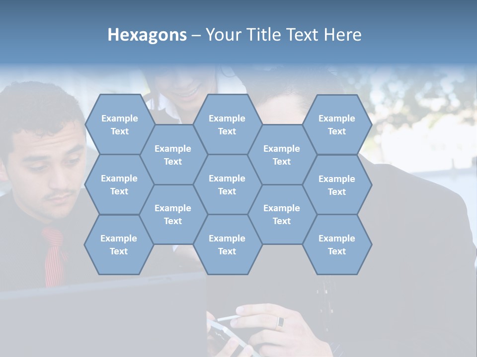 A Group Of Business People Looking At A Computer Screen PowerPoint Template