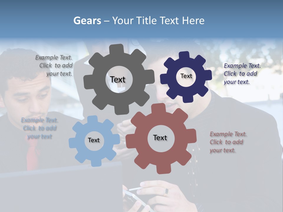 A Group Of Business People Looking At A Computer Screen PowerPoint Template